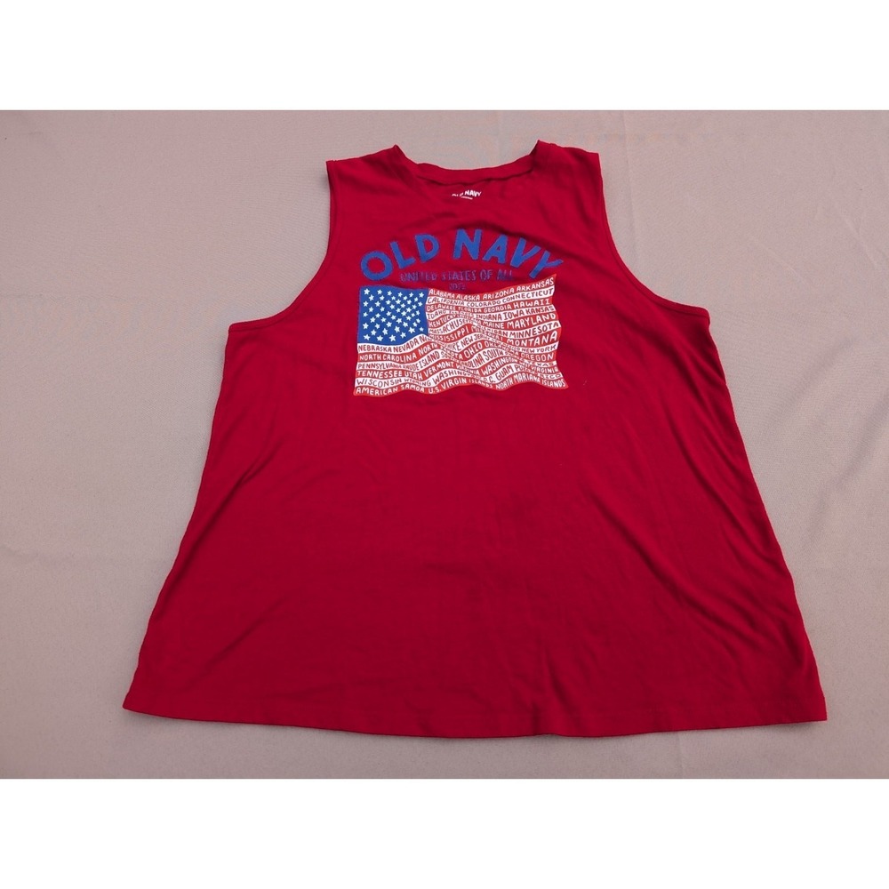 Old Navy US Flag‎ Tank Top Womens SZ M Red USA 2022 States